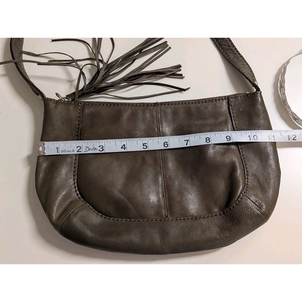 HOBO The Original Brown Leather Hobo Shoulder Bag Y2K Boho Tassel - Picture 7 of 8